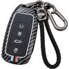 HIBEYO Custodia per chiave auto, adatta per Chery Jaecoo J7 J8 J9 Tiggo Tiggo 8plus 5 Plus Tiggo 7 Pro Max Omoda 5 C5 accessori con portachiavi in fibra di carbonio custodia protettiva telecomando C