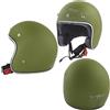 A-Pro Casco Moto Jet Omologato Scooter ECE 22-06 Verde Opaco Custom Militare Taglia M