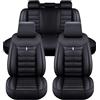 TONFON Set Coprisedili Auto per Toyota Yaris Hybrid 2020-2024, Antiscivolo Anteriore Posteriore Del Sedile Pelle Protettori Interni Accessori,A/ALL-Black