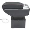 Qiilu Bracciolo centrale auto universale organizer per interni auto bracciolo centrale Contenitore per bracciolo della console centrale universale per auto regolabile con interfaccia USB