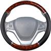 Zestivra Coprivolante con venature del legno, rivestimento interno antiscivolo, misura generica, 36,8 cm - 38,1 cm, design di lusso in similpelle con venature del legno, protegge il volante dai del sole