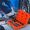 GYMAX Set di Chiavi d Bussola per Freni a Impatto da 16 Pezzi, Kit di Attrezzi per la Regolazione dei Freni da 1,3 cm con Borsa da Trasporto, Compatibile con Benz/BMW/VW/Porsche (Rosso)