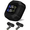 Asudaro Monitor della Pressione dei Pneumatici per Moto, Sistema di Monitoraggio della Pressione dei Pneumatici TPMS Wireless per Motociclette con 2 Sensori Interni Display LCD Avvisi in Tempo Reale