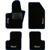 QUEMAR Tappetini Auto compatibili con 500X / Kit Tappeti in Moquette e Gomma su Misura (Set 2 Anteriori + 2 Posteriori)/ Ricami e Colori Personalizzati (Bordo Blu, 4 Ricami)