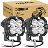 RIGIDON 2 x Mini Faro da Lavoro Led, 3 Pollici 30W 3000LM, Spot Luci di Lavoro, Fari di Profondità, Faretti Per Fuoristrada Auto Trattore Escavatore Camion ATV 4x4, motociclette, 12V 24V 6000K Bianco