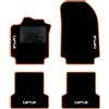QUEMAR Tappetini Auto compatibili con Renault Captur I 2013-2019/ Kit Tappeti Moquette e Gomma su Misura (Set 2 Anteriori + 2 Posteriori) / Ricami e Colori Personalizzati (Bordo Arancio, 4 Ricami)