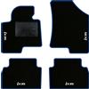 QUEMAR Tappetini Auto per Hyundai ix35 2009-2015, Bordo Blu, 4 Ricami