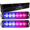 RIGIDON 2 Pezzis 6 LED Lampada di Emergenza Strobo Barra Led, 4.3 Pollice 12V 24V Faretti Fendinebbia Per Off road Auto Fuoristrada Camion SUV UTE ATV Barca 4x4 Veicoli, Rosso Blu Impermeabile
