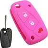 DEMULAX Custodia protettiva for chiave in silicone a 3 pulsanti, for Fiat, Panda Idea, Stilo, Punto, Ducato, Bravo 500, Doble, Grande, Minibus Custodia per chiavi auto(Pink)