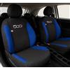 Auto Accessori Lupex | Coprisedili Auto Compatibili con 500X 2014-2023, Set 12 Pezzi, Made in Italy, Tessuto Policotone, Fodere Protezioni Sedili Anteriore e Posteriore (Nero/Blu Royal)