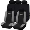 Rebeca Shop Coprisedili auto universali Made in Italy - Racing - schienali posteriori con 2 zip - airbag compatibili in vari colori (Nero/Grigio chiaro)