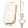 Rondrive Cover protettiva in TPU per chiave auto, adatta per Chery Jaecoo 5 EV J5 2025 2026 accessori Gold Edge custodia portachiavi custodia portachiavi 4 tasti C beige