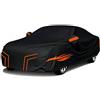 generico Telo copriauto esterni Compatibile con Alfa Romeo MiTo 2008-2018,antivento,antipioggia,antineve,antisole impermeabile,protezione per tutte le stagioni (black orange)