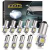 QasimLed Bianco 24V BA9S 5SMD 5050 LED T4W 60LM Bagagliaio interno della cupola Mappa RV luci targa (pacchetto di 10)