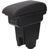 YJYWZH Bracciolo per Fiat Fiorino Qubo (2008-2024) con USB e USB-C | 2 Porte USB e 1 USB-C, Doppio vano portaoggetti, Bracciolo centrale scorrevole, Pelle PU, Base specifica per veicolo