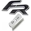 Generico Adesivo con emblema distintivo for griglia anteriore dell'auto, logo FR in metallo 3D(Black-Silver Border)
