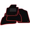 Generico Tappetini compatibili con Volkswagen POLO 6R 2009-2014, bordo rosso, kit tappetini auto personalizzati, set tappeti in velluto, tappeto auto
