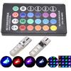 TUINCYN T10 W5W 194 Lampadine a LED 6 SMD 5050 a colore cangiante RGB con telecomando wireless per auto, per luci dell'abitacolo, luci di posizione laterali, luci targa (1 set)
