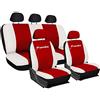 Lupex Shop Copri-sedili Auto Compatibili Panda Seconda Serie (mod.169) Versione Intera | Rosso Bianco | Set Copri-Sedile Anteriori e Posteriori | Logo Ricamato | Accessori Auto