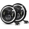 BWVMVB Faro Principale Per Land Per Rover Per Defender 90 1995 1997 Per Fuoristrada 2 Pezzi Fari Anteriori A LED Da 7 Hi/Low H4 Halo Angle Eyes Fari Con Indicatore Sequenziale