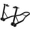 GYMAX Cavalletto Sposta Moto Posteriore, Portata di 200 kg, Alzamoto Regolabile per Ruote Motobike, Telaio in Metallo, con Ruote Flessibili, Facile Montaggioe e Trasporto, Nero
