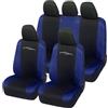 Rebeca Shop Coprisedili per auto universali - Racing LS01 - schienali posteriori con 2 zip - airbag compatibili, 210 Gabardine (Nero/Blu scuro, Posteriori in tinta con anteriori)