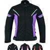 Texpeed Giacca da moto donna 4 stagioni con protezioni - Cappotto impermeabile da donna in Cordura in tessuto con armatura da moto (EN 1621-1) Viola - 3XL
