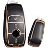 ontto Custodia per Chiave Auto, Adatta per Mercedes Benz A C E S G Classe GLC CLE GLB GLS W177 W205 W213 W222 X167 AMG TPU Silicone Portachiavi Oro Nero