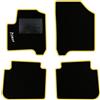 QUEMAR Tappetini Auto compatibili con Citroen C3 Picasso 2009-2017/ Kit Tappeti in Moquette e Gomma su Misura (Set 2 Anteriori +2 Posteriori)/Ricami e Colori Personalizzati (Bordo Giallo, 1 Ricamo)