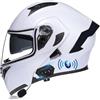 SONGDIQI Bluetooth Casco Modulare per Moto, Casco da Moto a Doppia Visiera Integrati Omologato DOT/ECE, con Doppio Altoparlante E Microfono(C2,L(59~60cm))
