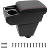 KAERGK Bracciolo per Auto per Renault Clio 2013-2017 Console Centrale Dell'auto Doppio Strato di Spazio con Portabicchieri Facile da Montare Pelle Confortevole e Resistente Nero (Linea Rossa)