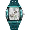 DAXIAOYU Tonneau, orologio sportivo da uomo, con Tourbillon, con fasi lunari stellate, scava fuori, automatico, cinturino in gomma, impermeabile, luminoso, Verde, Lusso
