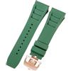 ROUHO 25mm Cinturino di Ricambio in Gomma Premium, Bracciale Regolabile in Silicone per Richard Mille RM-11-Verde + Oro Rosa Fibbia