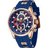 KXAITO Orologio sportivo analogico da uomo, orologio militare per esterni, a LED, cronometro, digitale, elettronico, grande, doppio schermo, impermeabile, tattico, da uomo, 0350 g blu e oro, L