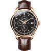 LOBINNI Orologio da uomo in acciaio inox, automatico, meccanico, alla moda, di lusso, impermeabile, con calendario settimanale, mese e cinturino in pelle, Oro-Nero