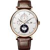 Lobinni Orologio meccanico automatico da uomo in acciaio inossidabile con data orologio da polso impermeabile con cinturino in pelle, Rosa-bianco-marrone, Meccanico