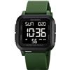 Gosasa Orologio digitale unisex, multifunzione, per sport all'aria aperta, casual, cinturino in silicone, cronometro, sveglia, conto alla rovescia, doppio fuso orario, impermeabile fino a 50 m, verde e nero