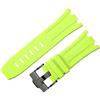 ROUHO 28mm Flessibile Fibbia ad Ardiglione Cinturini in Silicone, Impermeabile Braccialetto Silicone per Audemars Piguet Royal Oak Offshore 15710 15703-Verde + Nero Fibbia