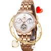 OLEVS Orologio da polso da donna, stile casual, moderno, con diamanti, automatico, meccanico, a carica automatica, due tonalità, con data e giorno, L6750: ORO ROSA