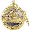DAGIJIRD Orologio da tasca al quarzo carillon con movimento musicale, orologio al quarzo al quarzo a vapore per uomo donna con catena, Oro, Vintage