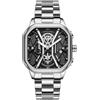 DAXIAOYU Moda Sport Uomini Orologi Da Polso Di Lusso Cronografo Luminoso Impermeabile Automatico Data Orologio Quadrato Quadrante Cinturino In Pelle, Acciaio argentato, Lusso
