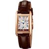 ALANTOP Elegante orologio al quarzo da donna, rettangolare, con cinturino in pelle, corona di cristallo blu, impermeabile, design elegante, Piccolo-marrone