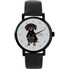Toff London Black Dachshund Dog Watch Ladies 38mm Case 3atm Resistente all'acqua Movimento al quarzo progettato su misura Lusso alla moda