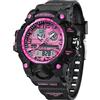 findtime Orologio sportivo digitale da donna, bianco, con sveglia, carillon orario, cronometro illuminato, per attività all'aperto Reloj Militar, Viola, Casual