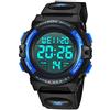 A ALPS Orologio digitale per bambini e ragazzi, impermeabile fino a 5 ATM, in silicone, con sveglia, cronometro, luce a LED, resistente agli urti, con la data, colore: blu, 01-blu, Cinturino