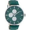 Oozoo Chrono Look - Orologio da uomo con cinturino in pelle, misura XL, 50 mm, verde, cinghia