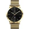 Lilienthal Berlin Orologio da uomo Huxley in oro/nero - Orologio da polso in acciaio chirurgico 316L con movimento al quarzo e vetro minerale temperato zaffiro - 40 mm, Bracciale in maglia dorata,