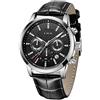 LIGE Orologi Uomo Moda Impermeabile Acciaio Inox Analogico Quarzo Sport Cronografo Bianco Quadrante Classico Pelle Cinturino Orologi