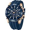 FORSINING Orologio da uomo alla moda, casual, analogico, al quarzo, per uomo, cinturino in silicone, cronografo, orologio sportivo, luminoso, impermeabile, Blu, cinghia