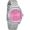 NIXON Medium Time Teller A1130-100m Orologio analogico da donna resistente all'acqua, Argento/Rosa, Womens Standard, Medio Time Teller